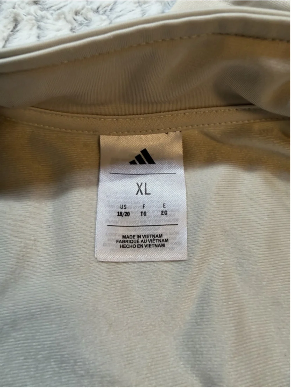 adidas Men's Beige/Black Striped Full-Zip Track Jacket Stand-Up Collar XL